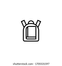 Bag of books vector icon in linear, outline icon isolated on white background