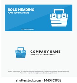 Bag, Box, Construction, Material, Toolkit SOlid Icon Website Banner and Business Logo Template