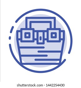 Bag, Box, Construction, Material, Toolkit Blue Dotted Line Line Icon