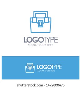 Bag, Box, Construction, Material, Toolkit Blue Outline Logo Place for Tagline
