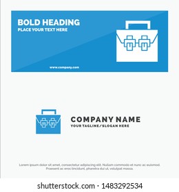 Bag, Box, Construction, Material, Toolkit SOlid Icon Website Banner and Business Logo Template