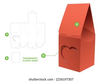 Caja de bolsitas con ventana estampada para el corazón y plancha transparente de corte de hoja de plástico