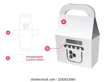 Bag box with stenciled honey window die cut template