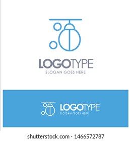 Bag, Boxer, Boxing, Punching, Training Blue outLine Logo with place for tagline. Vector Icon Template background