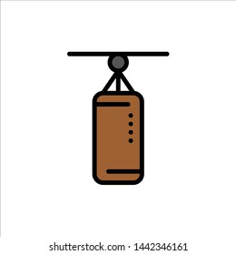 Bag, Boxing, Punch bag, Punching  Flat Color Icon. Vector icon banner Template