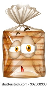 Bag of bread with sad face illustration