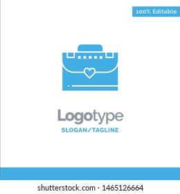 Bag, Briefcase, Love Blue Business Logo Template. Vector Icon Template background