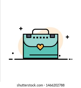 Bag, Briefcase, Love  Business Flat Line Filled Icon Vector Banner Template. Vector Icon Template background