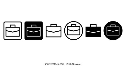 bag briefcase suitcase work office icon symbol vector design black white color outline and black filled illustrations sets