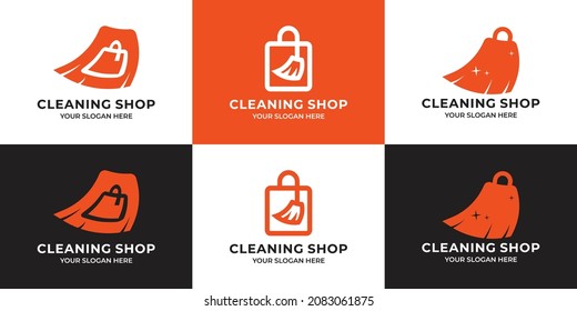 bag broom combination logo for inspiration cleanliness shop