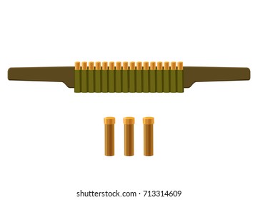 Bag with bullets icon in cartoon style, weapon for hunting vector illustration