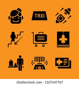 bag, cabin, crew and airliner icon set. Vector illustration for web and design.
