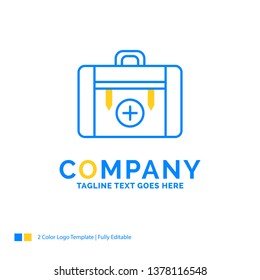 bag, camping, health, hiking, luggage Blue Yellow Business Logo template. Creative Design Template Place for Tagline.