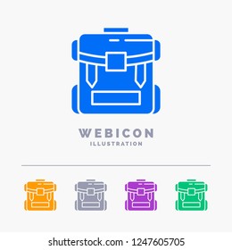 bag, camping, zipper, hiking, luggage 5 Color Glyph Web Icon Template isolated on white. Vector illustration