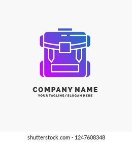 bag, camping, zipper, hiking, luggage Purple Business Logo Template. Place for Tagline.