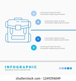 bag, camping, zipper, hiking, luggage Infographics Template for Website and Presentation. Line Blue icon infographic style vector illustration