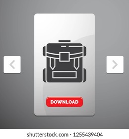 bag, camping, zipper, hiking, luggage Glyph Icon in Carousal Pagination Slider Design & Red Download Button