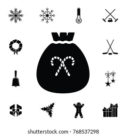 bag of candies icon. Set of elements Christmas Holiday or New Year icons. Winter time premium quality graphic design collection icons for websites, web design, mobile app on white background