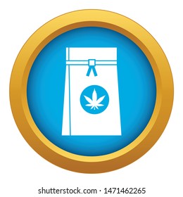 Bag with cannabis icon blue vector isolated on white background for any design