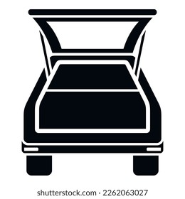 Icono del maletero del coche de bolsa vector simple. Vehículo abierto. Cuadro de redondeo