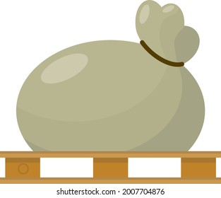 Bag of cargo. Weighing. A bag for storing cereals. The cart is hydraulic. Flat design.