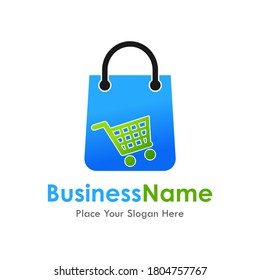 bag cart trolley vector logo template. Suitable for business, web, online shop and art