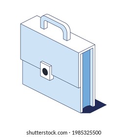 Bag case briefcase portfolio. Vector 3d line isometric, color web icons, new flat style. Creative design idea for infographics.
