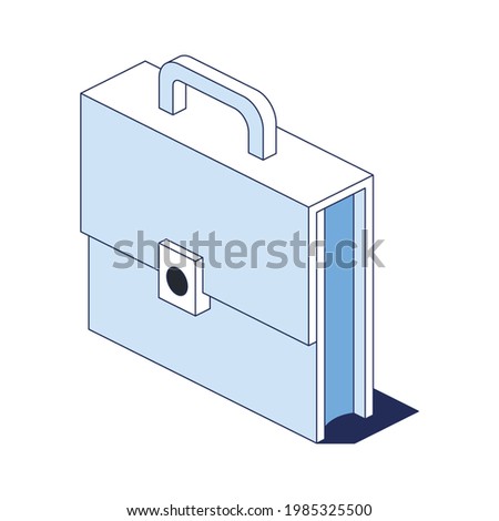 Bag case briefcase portfolio. Vector 3d line isometric, color web icons, new flat style. Creative design idea for infographics.