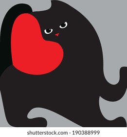 bag cat, design element on grey background