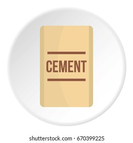Bag of cement icon in flat circle isolated vector illustration for web
