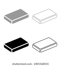 Bag of cement paper sack package component powder set icon grey black color vector illustration image solid fill outline contour line thin flat style