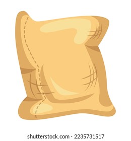 Bag of cereal grains cartoon illustration. Tied sack of flour, sugar, rice, wheat or rye with label isolated on white background. Agriculture, food concept
