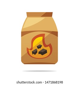 Bag of charcoal vector isolated illustration