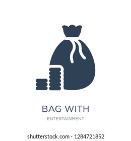 bag with checkers game icon vector on white background, bag with checkers game trendy filled icons from Entertainment collection, bag with checkers game vector illustration