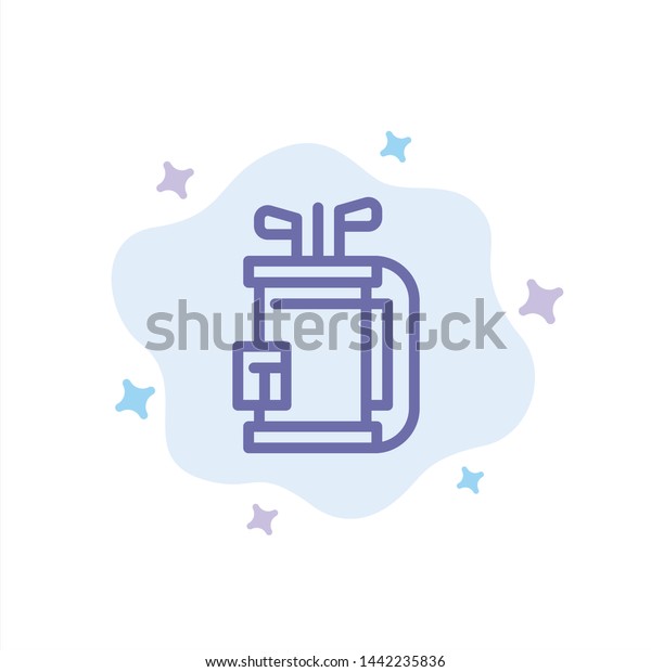 Bag, Club, Equipment, Golf, Stick Blue Icon on\
Abstract Cloud Background