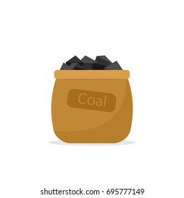 bag with coal. Vector illustration isolated on white background