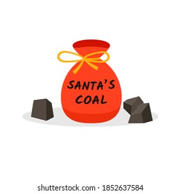 Bag of Coal You Are Naughty Christmas Sack icon. Clipart image isolated on white background.