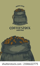 bag of coffee bean vector illustration
