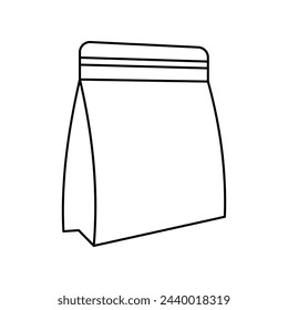 Bolsa de granos de café. Icono, página para colorear, ilustración en blanco y negro.