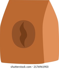 Bolsa de granos de café, ilustración, vector sobre un fondo blanco.