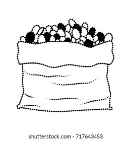 bag with coffee beans silhouette dotted monochrome on white background vector illustration