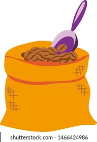 Bag of coffee beans simple illustration on white background