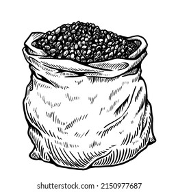 bag of coffee beans vector illustration on white background