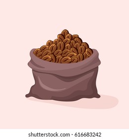 A Bag Of Coffee Beans. Vector Illustration.