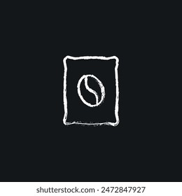 Bag of coffee chalk icon. Line customizable illustration. Contour symbol. Vector isolated outline drawing.