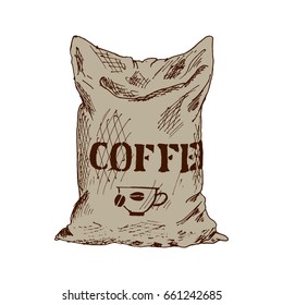 Bag of coffee Hand Drawn Sketch Vector illustration.
