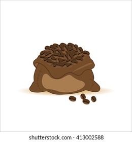 bag of coffee on white background