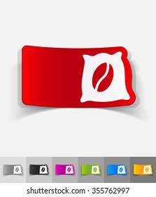 bag of coffee paper sticker with shadow. Vector illustration