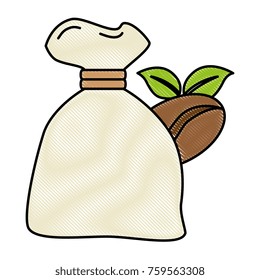 bag coffee seeds and leafs