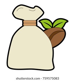 bag coffee seeds and leafs